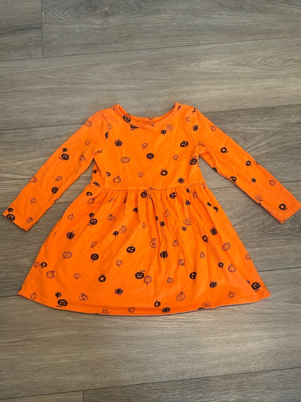 Cat‎ & Jack Orange Pumpkin Print Dress Toddler 4T